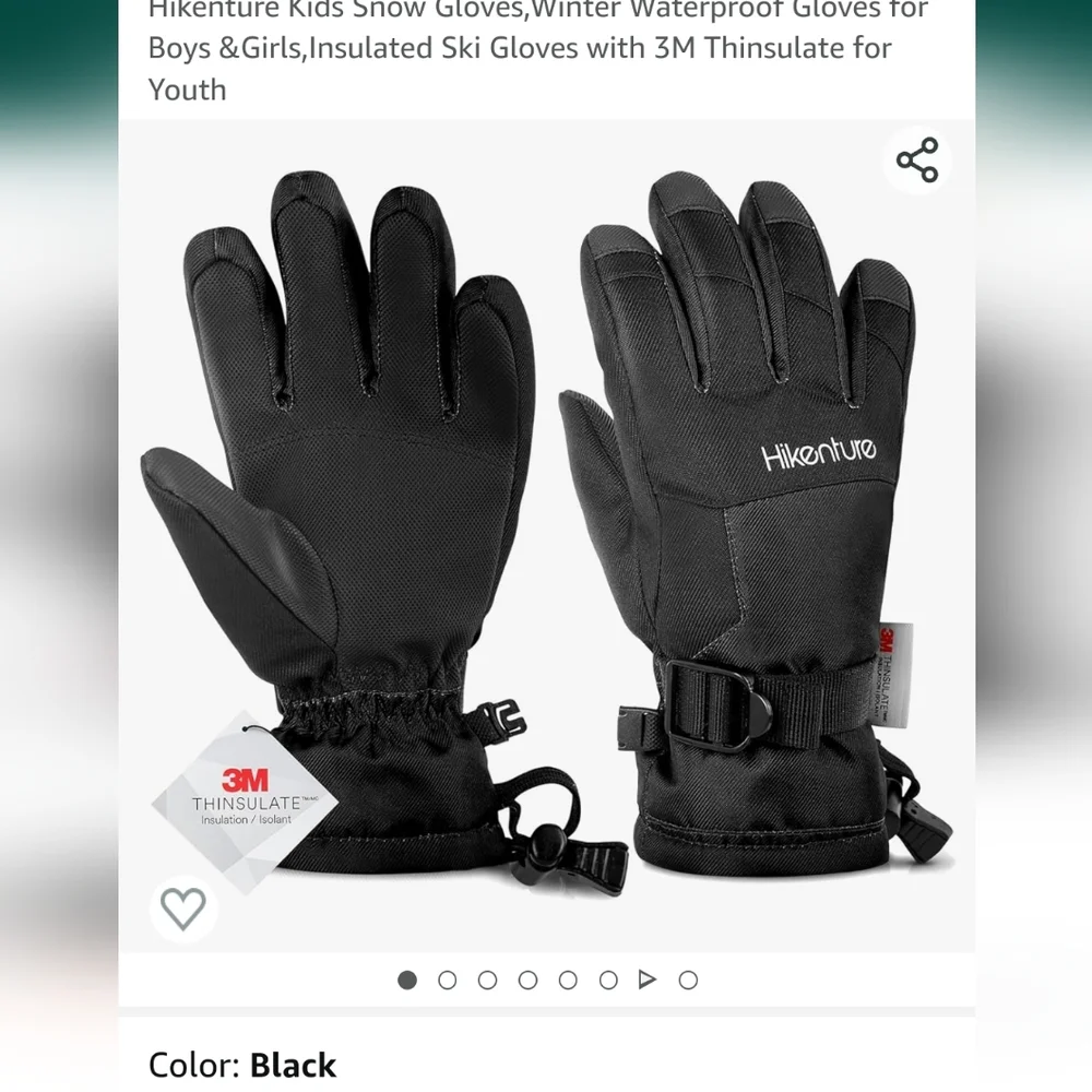 Hikentura Kids Snow Gloves size medium 7-12 , Waterproof Insulated 3 M tinsulate